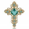 Green Stone Gemstone Gold Plated Fashionable Cross Pendant| Jewels Artisan