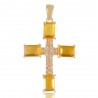 Yellow Gemstone and White Cubic Zirconia Yellow Gold Plated Fashionable Cross Pendant| Jewels Artisan
