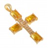 Yellow Gemstone and White Cubic Zirconia Yellow Gold Plated Fashionable Cross Pendant| Jewels Artisan