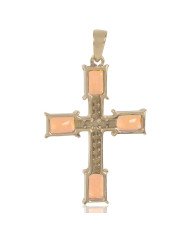 Orange Gemstone and White Cubic Zirconia Yellow Gold Plated Fashionable Cross Pendant| Jewels Artisan
