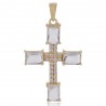 White Gemstone and White Cubic Zirconia Yellow Gold Plated Fashionable Cross Pendant| Jewels Artisan