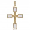 White Gemstone and White Cubic Zirconia Yellow Gold Plated Fashionable Cross Pendant| Jewels Artisan