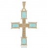 Light Green Gemstone and White Cubic Zirconia Yellow Gold Plated Fashionable Cross Pendant| Jewels Artisan