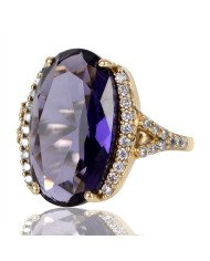 Purple Gemstone Cubic Zirconia Gold Plated Ring by Jewels Artisan