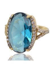 London Topaz Gemstone Cubic Zirconia Gold Plated Ring | Jewels Artisan