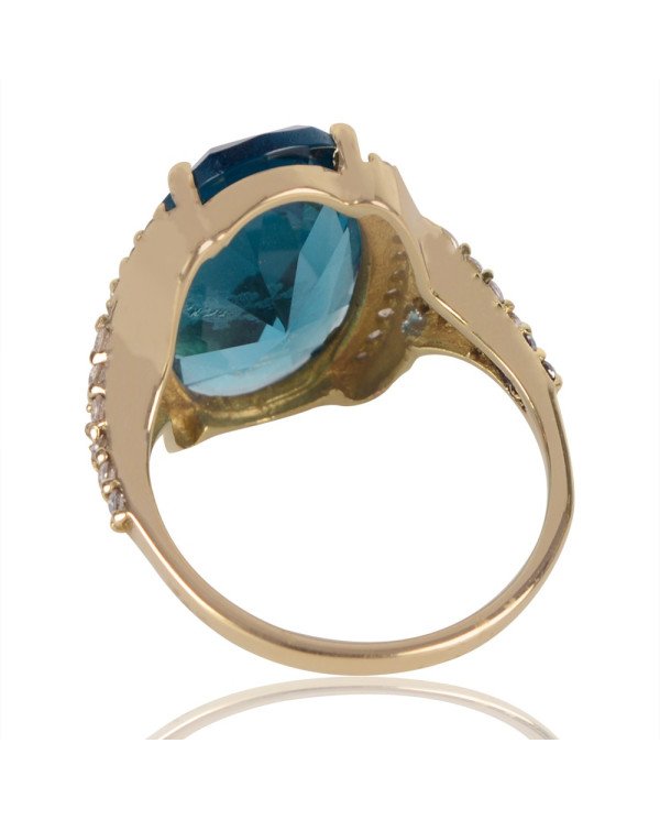 London Topaz Gemstone Cubic Zirconia Gold Plated Ring | Jewels Artisan
