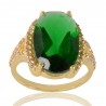 Light Green Gemstone White Cubic Zirconia Gold Plated Ring.