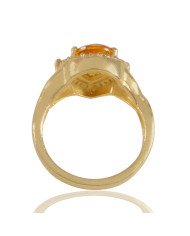 Black Spinal Gemstone Yellow and White Cubic Zirconia Gold Plated Designer Ring