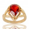 Red Gemstone and White Cubic Zirconia Yellow Gold Plated Fashionable Ring