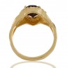 Sky Blue Gemstone Black Gemstone and White Cubic Zirconia Gold Plated Ring