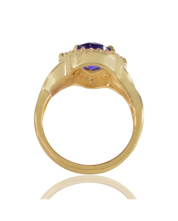 Tanzanite Gemstone Rings Sky Blue Gemstone and White Cubic Zirconia Gold Plated Ring