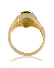 Light Green Red Gemstone and White Cubic Zirconia Yellow Gold Plated Ring