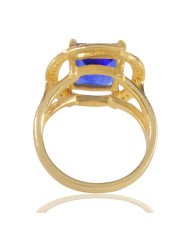 Tanzanite Gemstone and White Cubic Zirconia Yellow Gold Plated Designer Ring