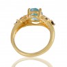 Sky Blue Gemstone Black Spinal Stone and White Cubic Zirconia Ring