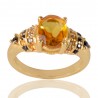 Yellow Gemstone Black Spinal Stone and White Cubic Zirconia Ring