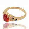 Red Gemstone Black Spinal Stone and White Cubic Zirconia Ring