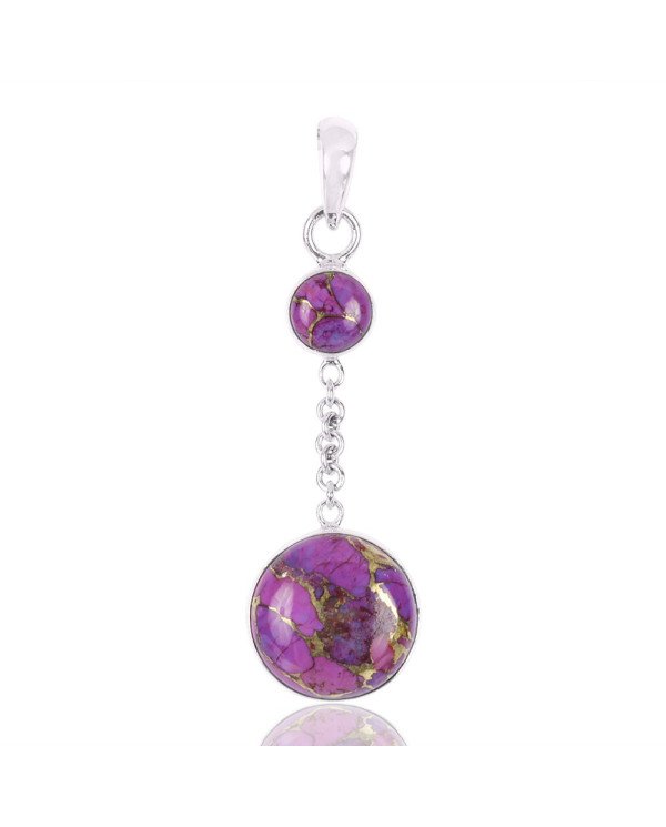 Natural Purple Copper Turquoise Gemstone 925 Sterling Silver Pendant| Jewels Artisan