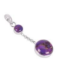 Natural Purple Copper Turquoise Gemstone 925 Sterling Silver Pendant| Jewels Artisan