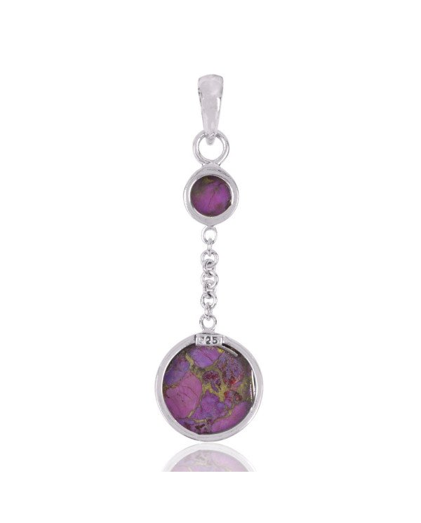 Natural Purple Copper Turquoise Gemstone 925 Sterling Silver Pendant| Jewels Artisan