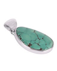 Natural Tibetan Turquoise Gemstone 925 Sterling Silver Cluster Pendant| Jewels Artisan
