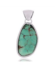 Natural Tibetan Turquoise Gemstone 925 Sterling Silver Cluster Pendant| Jewels Artisan