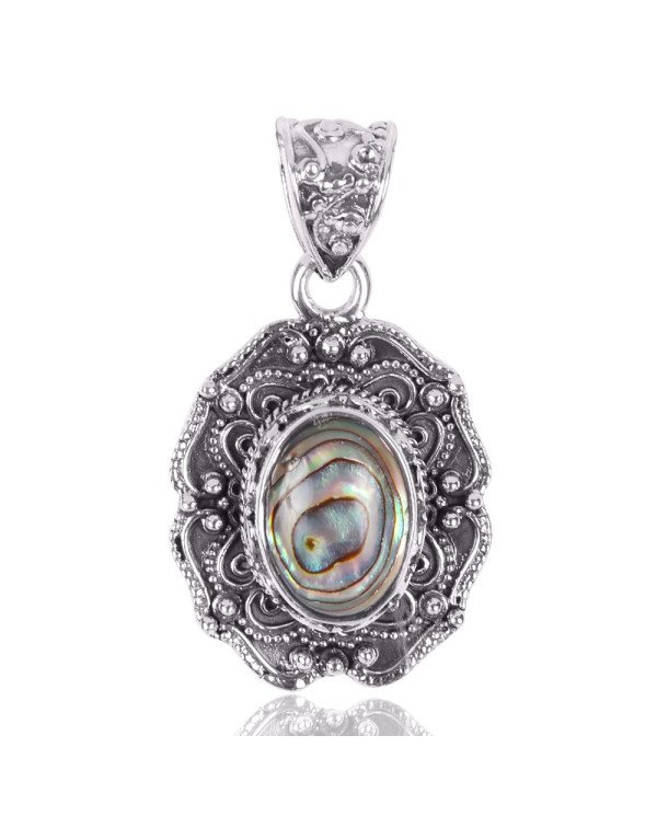 Natural Abalone Shell Gemstone 925 Sterling Silver Pendant| Jewels Artisan