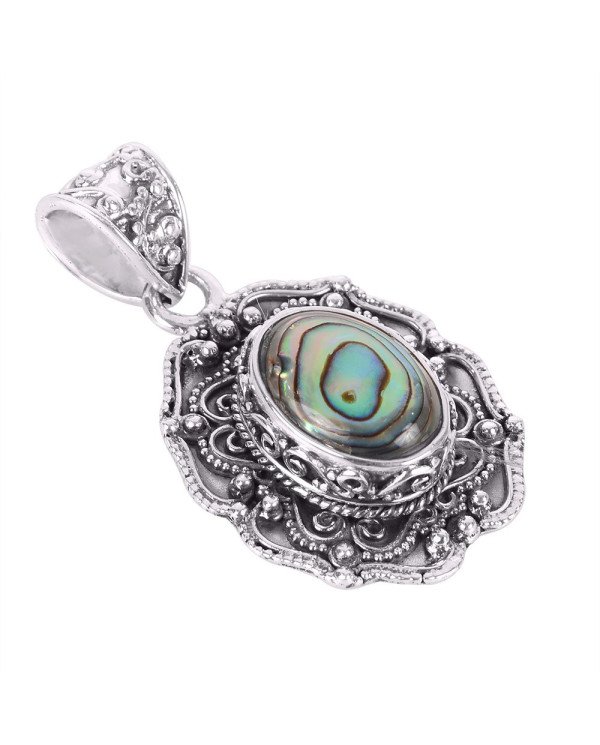 Natural Abalone Shell Gemstone 925 Sterling Silver Pendant| Jewels Artisan