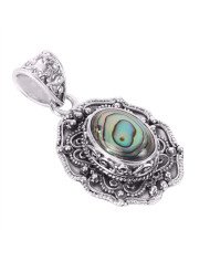 Natural Abalone Shell Gemstone 925 Sterling Silver Pendant| Jewels Artisan