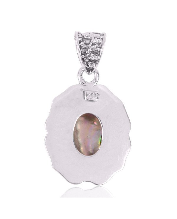Natural Abalone Shell Gemstone 925 Sterling Silver Pendant| Jewels Artisan