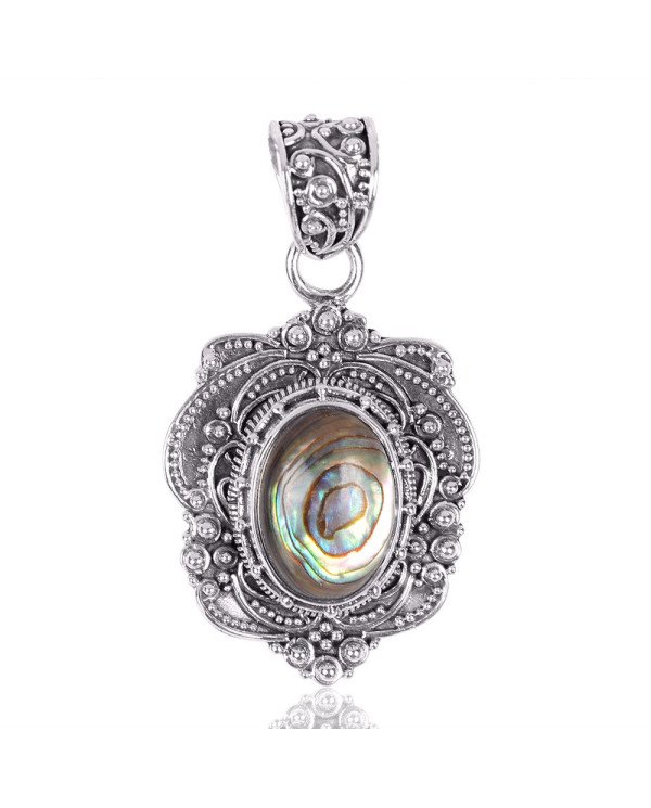 Natural Abalone Shell Gemstone 925 Sterling Silver Locket Pendant| Jewels Artisan