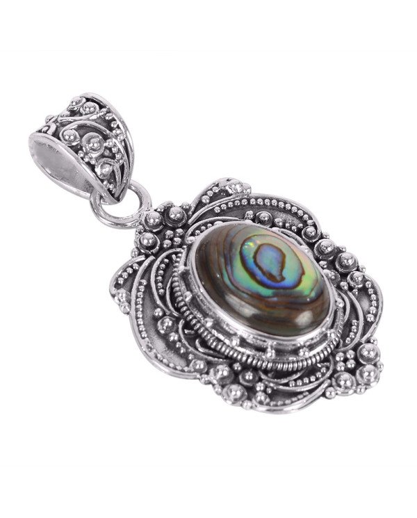 Natural Abalone Shell Gemstone 925 Sterling Silver Locket Pendant| Jewels Artisan