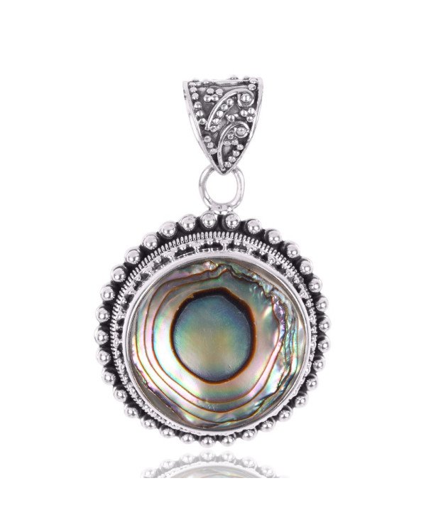 Natural Abalone Shell Gemstone 925 Sterling Silver Pendant| Jewels Artisan
