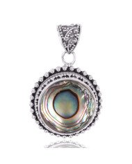 Natural Abalone Shell Gemstone 925 Sterling Silver Pendant| Jewels Artisan