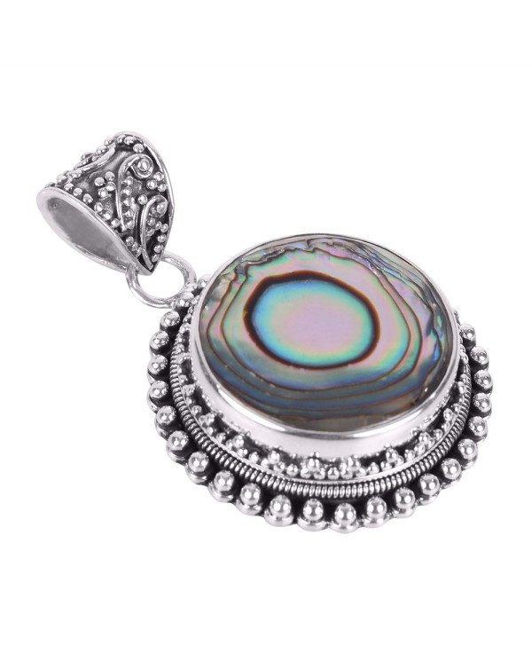 Natural Abalone Shell Gemstone 925 Sterling Silver Pendant| Jewels Artisan