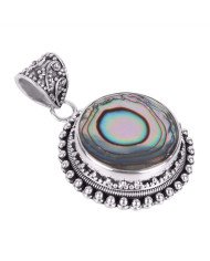 Natural Abalone Shell Gemstone 925 Sterling Silver Pendant| Jewels Artisan
