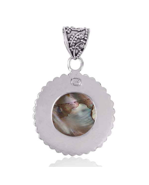 Natural Abalone Shell Gemstone 925 Sterling Silver Pendant| Jewels Artisan