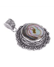 Natural Abalone Shell Gemstone 925 Sterling Silver Pendant| Jewels Artisan