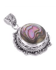Natural Abalone Shell Gemstone 925 Sterling Silver Statement Pendant| Jewels Artisan