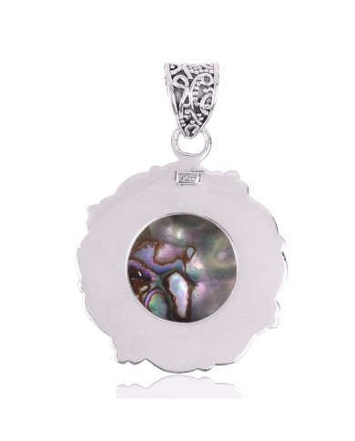 Natural Abalone Shell Gemstone 925 Sterling Silver Statement Pendant| Jewels Artisan