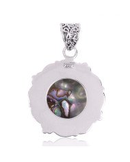 Natural Abalone Shell Gemstone 925 Sterling Silver Statement Pendant| Jewels Artisan