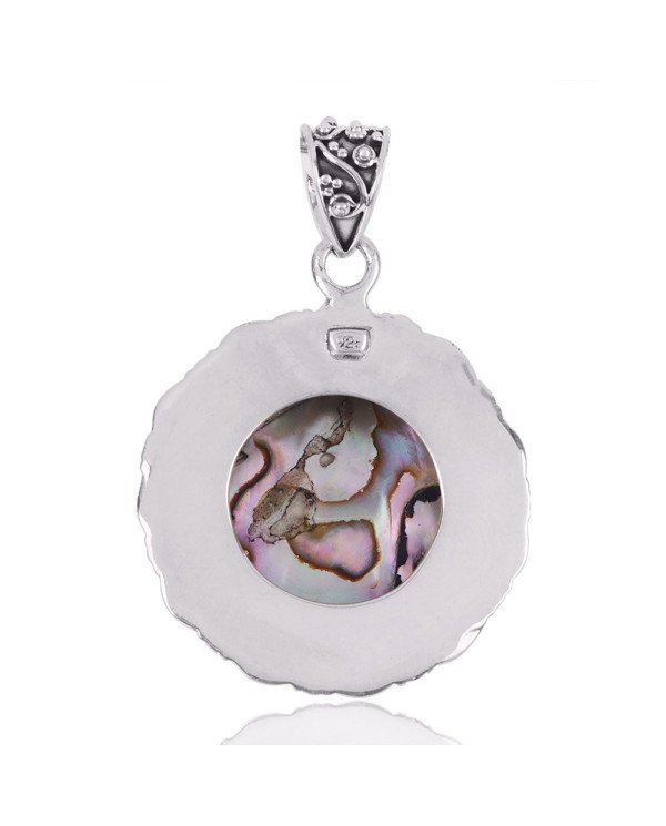Natural Abalone Shell Gemstone 925 Sterling Silver Statement Pendant| Jewels Artisan