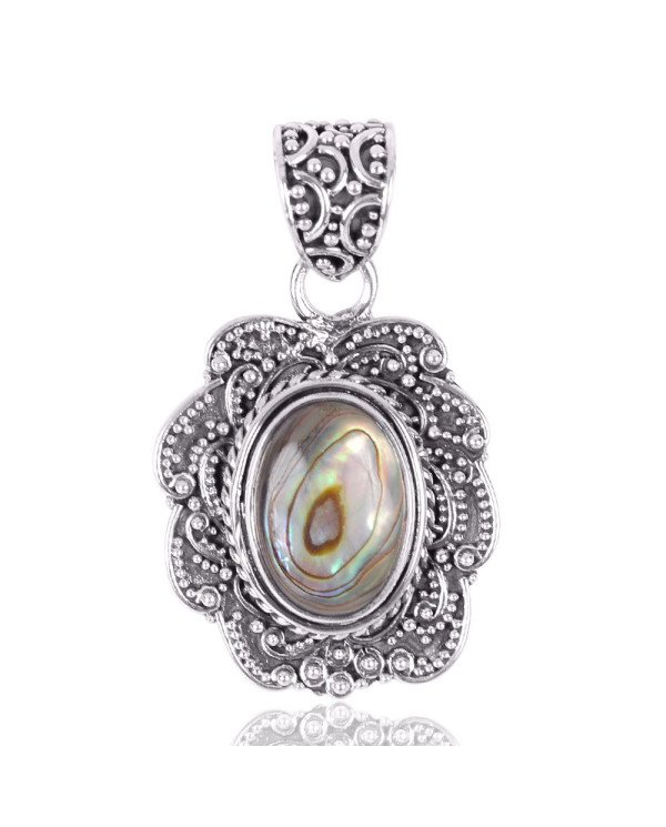 Natural Abalone Shell Gemstone 925 Sterling Silver Pendant| Jewels Artisan