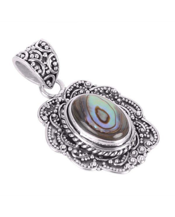 Natural Abalone Shell Gemstone 925 Sterling Silver Pendant| Jewels Artisan