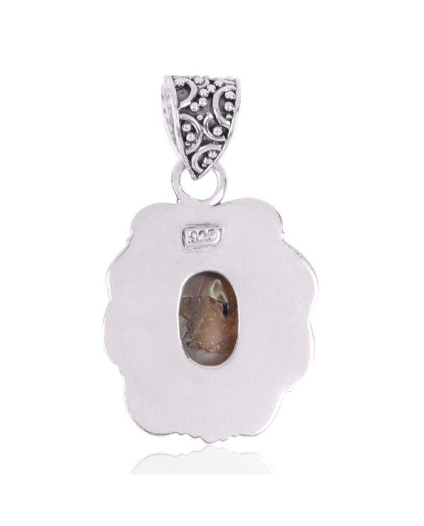Natural Abalone Shell Gemstone 925 Sterling Silver Pendant| Jewels Artisan