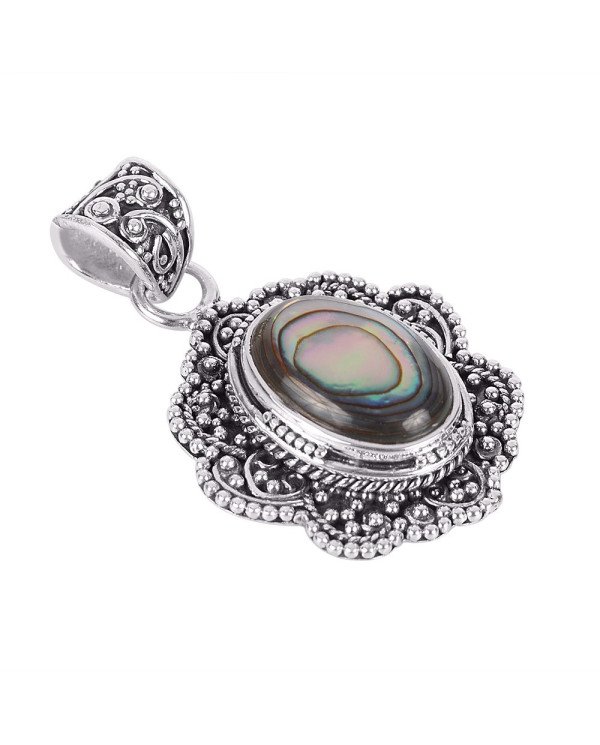 Natural Abalone Shell Gemstone 925 Sterling Silver Pendant| Jewels Artisan