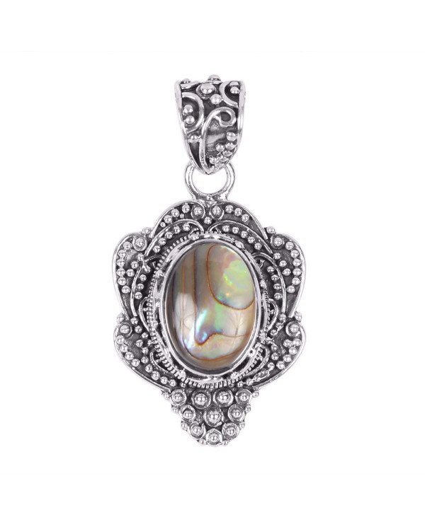 Natural Abalone Shell Gemstone 925 Sterling Silver Pendant| Jewels Artisan