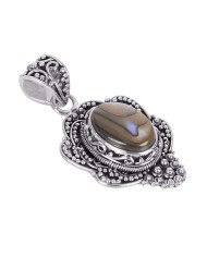 Natural Abalone Shell Gemstone 925 Sterling Silver Pendant| Jewels Artisan