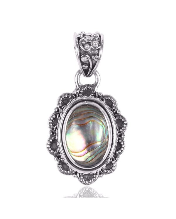 Natural Abalone Shell Gemstone 925 Sterling Silver Pendant| Jewels Artisan
