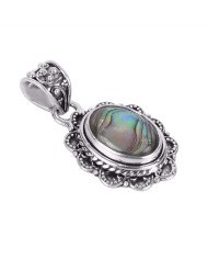 Natural Abalone Shell Gemstone 925 Sterling Silver Pendant| Jewels Artisan