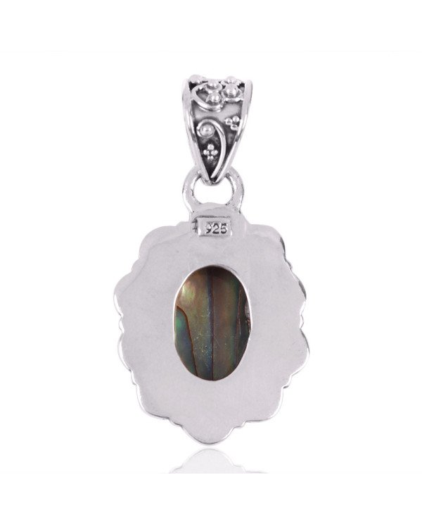 Natural Abalone Shell Gemstone 925 Sterling Silver Pendant| Jewels Artisan